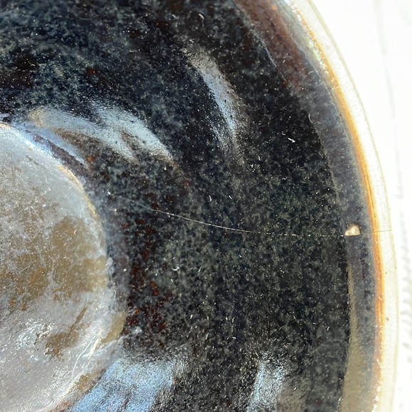 Conner Prairie Vintage 1993 Small Salt Glaze Prep Bowl Cobalt Blue Heart Design. - Picture 5 of 9